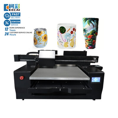 Buen precio KECAI Venta caliente 6090 Impresora UV de cama plana Materiales Alturas máximas Aceptar 15 cm para tazas Botellas Impresión de madera de metal Impresora UV en línea